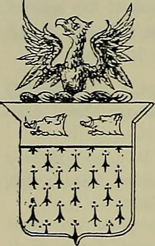 An illustration from America heraldica : a compilation of coats of arms, crests and mottoes of prominent American families settled in this country before 1800, 1887, leaf 223
