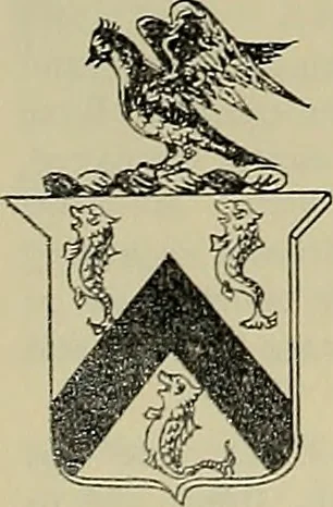 An illustration from America heraldica : a compilation of coats of arms, crests and mottoes of prominent American families settled in this country before 1800, 1887, leaf 223