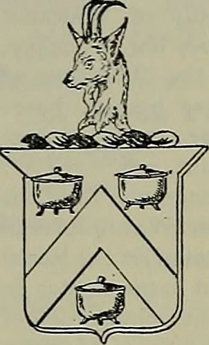 An illustration from America heraldica : a compilation of coats of arms, crests and mottoes of prominent American families settled in this country before 1800, 1887, leaf 227