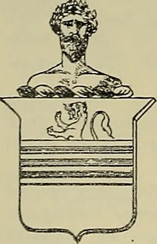 An illustration from America heraldica : a compilation of coats of arms, crests and mottoes of prominent American families settled in this country before 1800, 1887, leaf 227