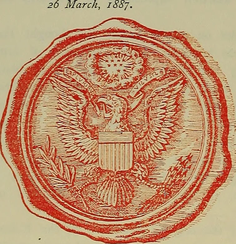 An illustration from America heraldica : a compilation of coats of arms, crests and mottoes of prominent American families settled in this country before 1800, 1887, leaf 237