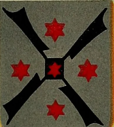 An illustration from America heraldica : a compilation of coats of arms, crests and mottoes of prominent American families settled in this country before 1800, 1887, leaf 24