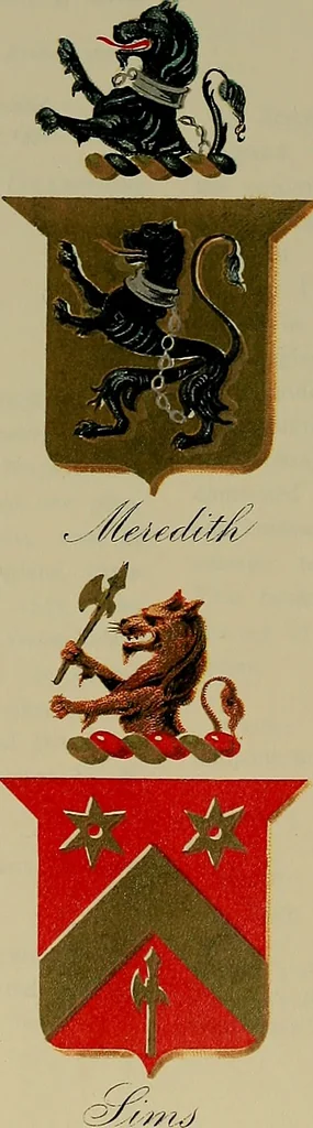 An illustration from America heraldica : a compilation of coats of arms, crests and mottoes of prominent American families settled in this country before 1800, 1887, leaf 264