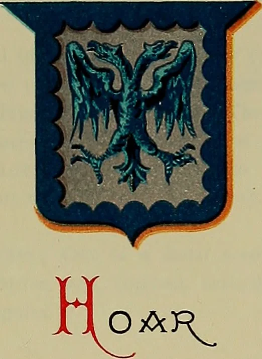 An illustration from America heraldica : a compilation of coats of arms, crests and mottoes of prominent American families settled in this country before 1800, 1887, leaf 32