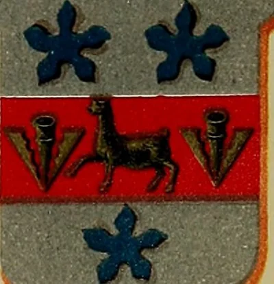 An illustration from America heraldica : a compilation of coats of arms, crests and mottoes of prominent American families settled in this country before 1800, 1887, leaf 32