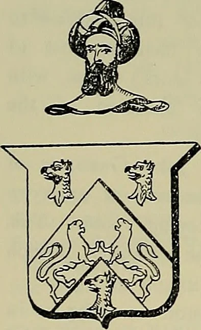 An illustration from America heraldica : a compilation of coats of arms, crests and mottoes of prominent American families settled in this country before 1800, 1887, leaf 45