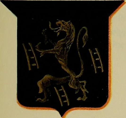 An illustration from America heraldica : a compilation of coats of arms, crests and mottoes of prominent American families settled in this country before 1800, 1887, leaf 48