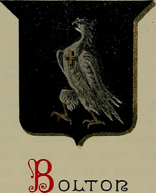 An illustration from America heraldica : a compilation of coats of arms, crests and mottoes of prominent American families settled in this country before 1800, 1887, leaf 58