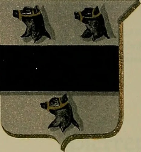 An illustration from America heraldica : a compilation of coats of arms, crests and mottoes of prominent American families settled in this country before 1800, 1887, leaf 58