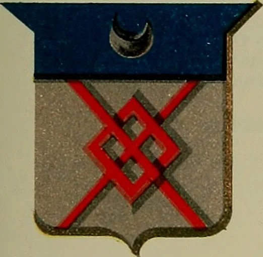 An illustration from America heraldica : a compilation of coats of arms, crests and mottoes of prominent American families settled in this country before 1800, 1887, leaf 62