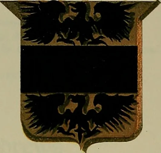 An illustration from America heraldica : a compilation of coats of arms, crests and mottoes of prominent American families settled in this country before 1800, 1887, leaf 62