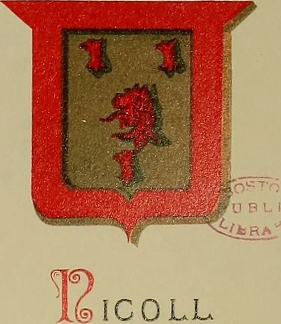 An illustration from America heraldica : a compilation of coats of arms, crests and mottoes of prominent American families settled in this country before 1800, 1887, leaf 70