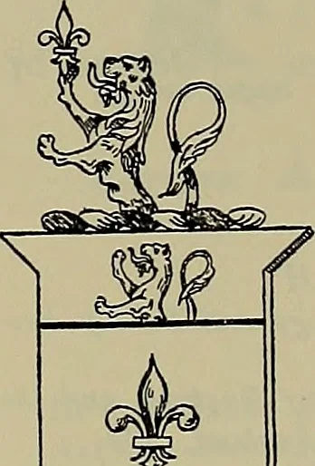 An illustration from America heraldica : a compilation of coats of arms, crests and mottoes of prominent American families settled in this country before 1800, 1887, leaf 82