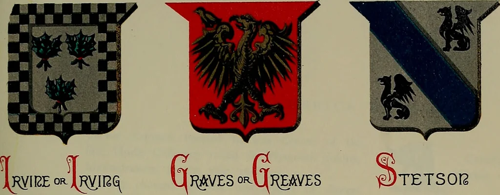 An illustration from America heraldica : a compilation of coats of arms, crests and mottoes of prominent American families settled in this country before 1800, 1887, leaf 96