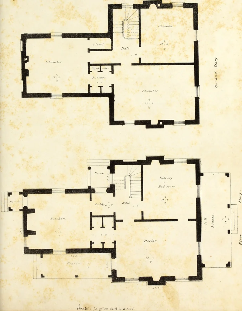 An illustration from The American architect : comprising original designs of cheap country and village residences, with details, specifications, plans and directions, and an estimate of the cost of each design, 1849, leaf 110