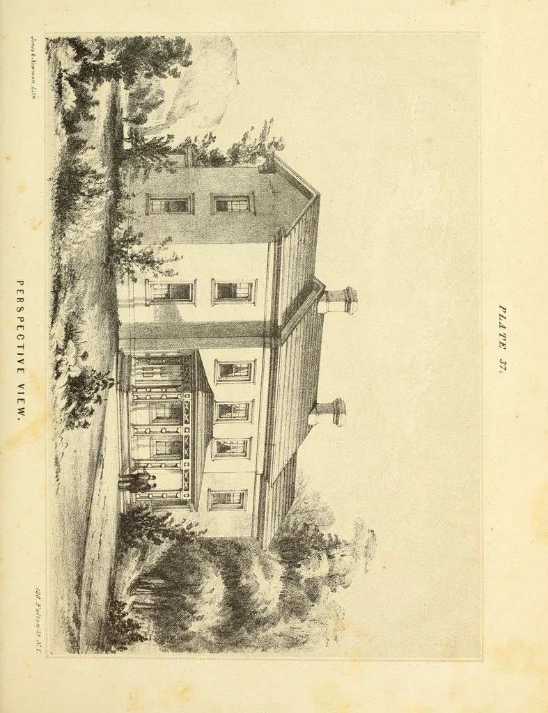 An illustration from The American architect : comprising original designs of cheap country and village residences, with details, specifications, plans and directions, and an estimate of the cost of each design, 1849, leaf 118