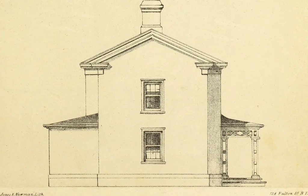 An illustration from The American architect : comprising original designs of cheap country and village residences, with details, specifications, plans and directions, and an estimate of the cost of each design, 1849, leaf 120