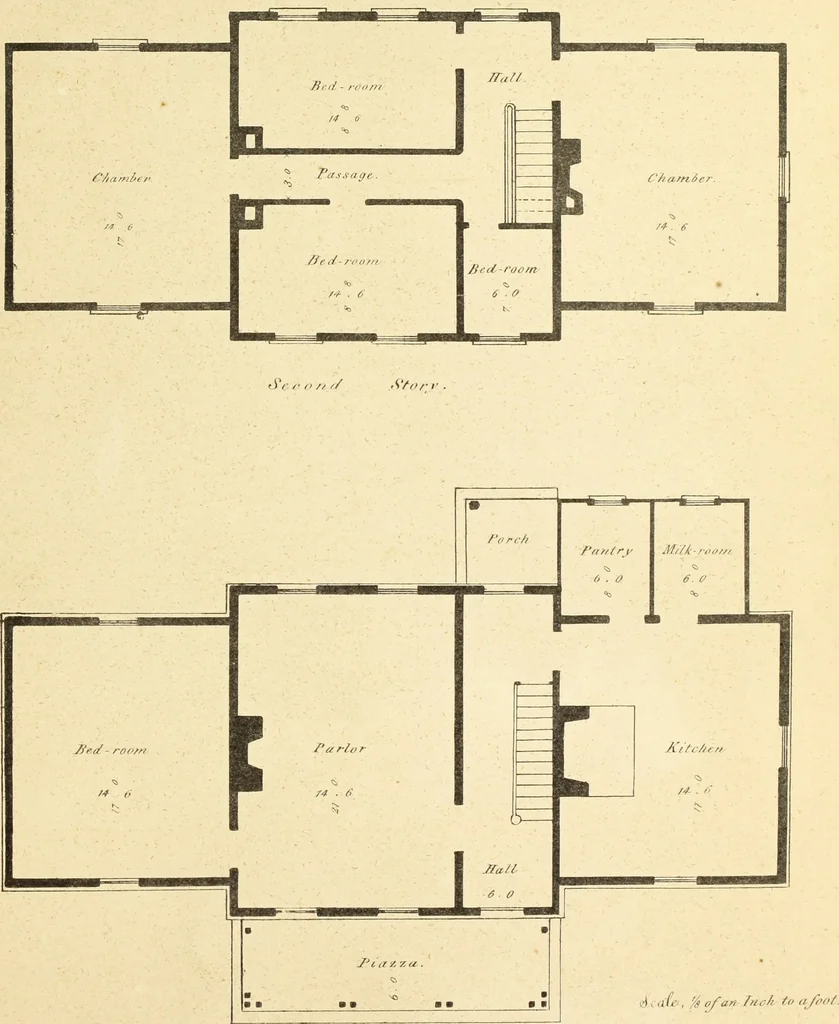 An illustration from The American architect : comprising original designs of cheap country and village residences, with details, specifications, plans and directions, and an estimate of the cost of each design, 1849, leaf 122