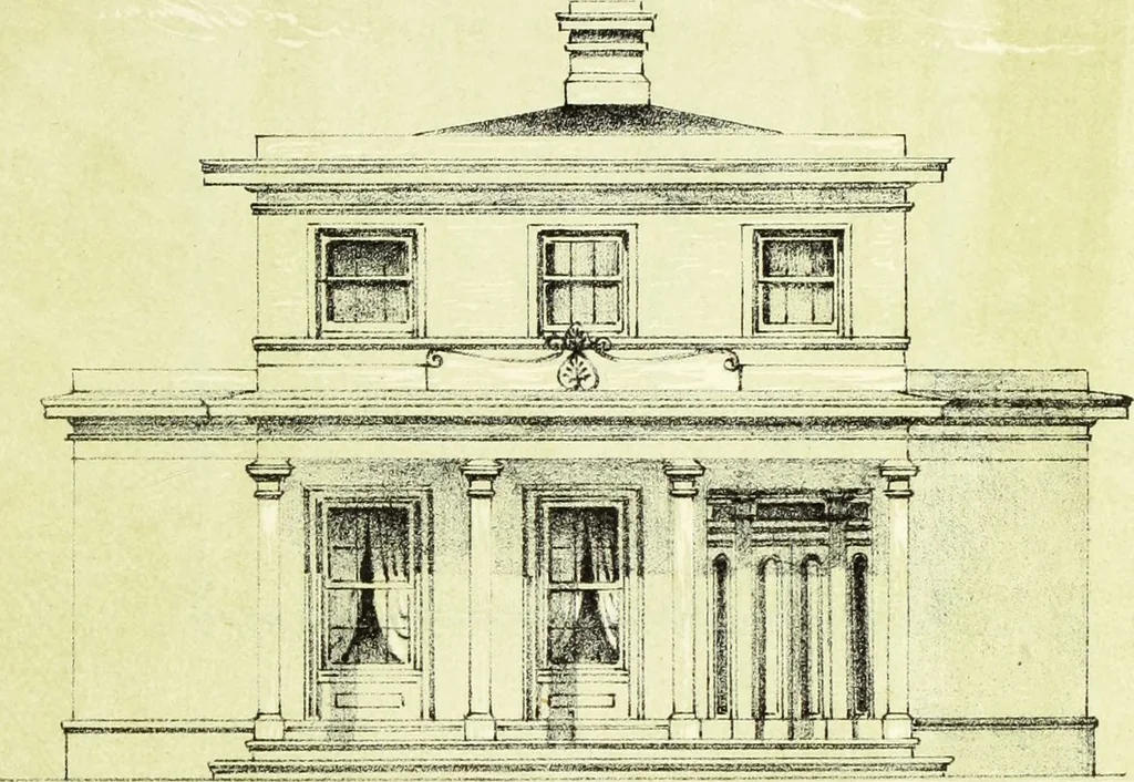 An illustration from The American architect : comprising original designs of cheap country and village residences, with details, specifications, plans and directions, and an estimate of the cost of each design, 1849, leaf 132