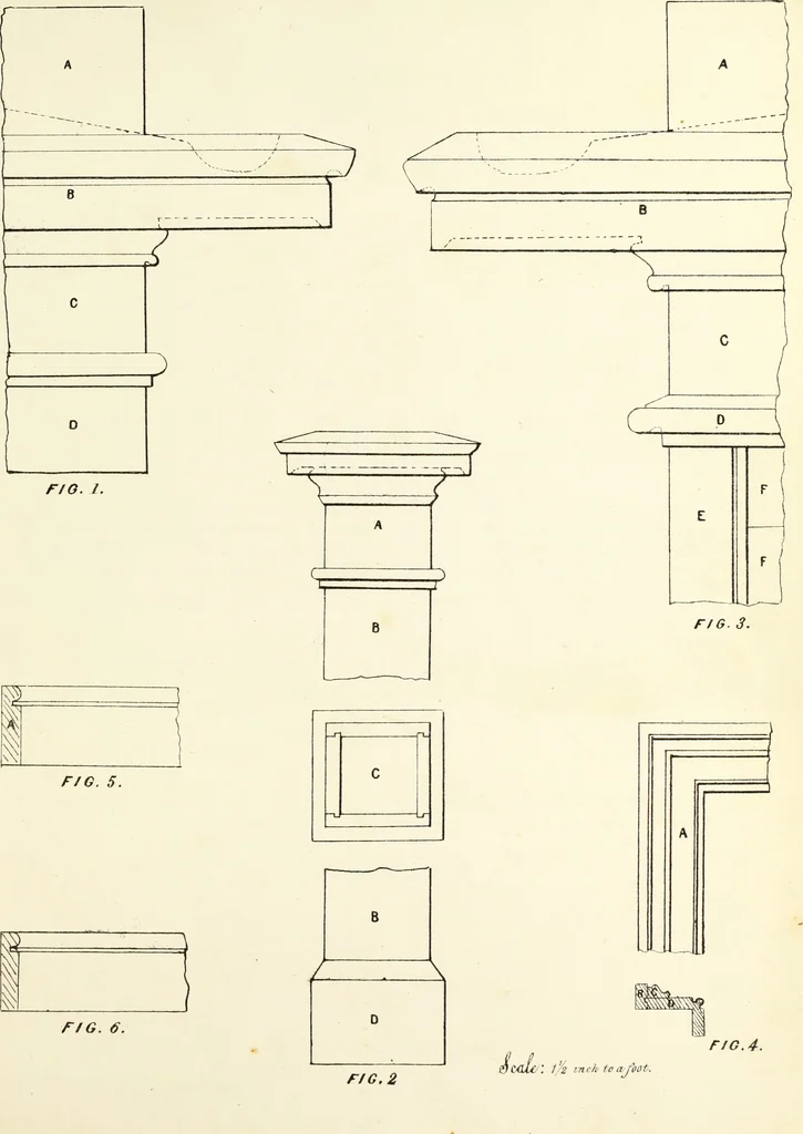 An illustration from The American architect : comprising original designs of cheap country and village residences, with details, specifications, plans and directions, and an estimate of the cost of each design, 1849, leaf 136