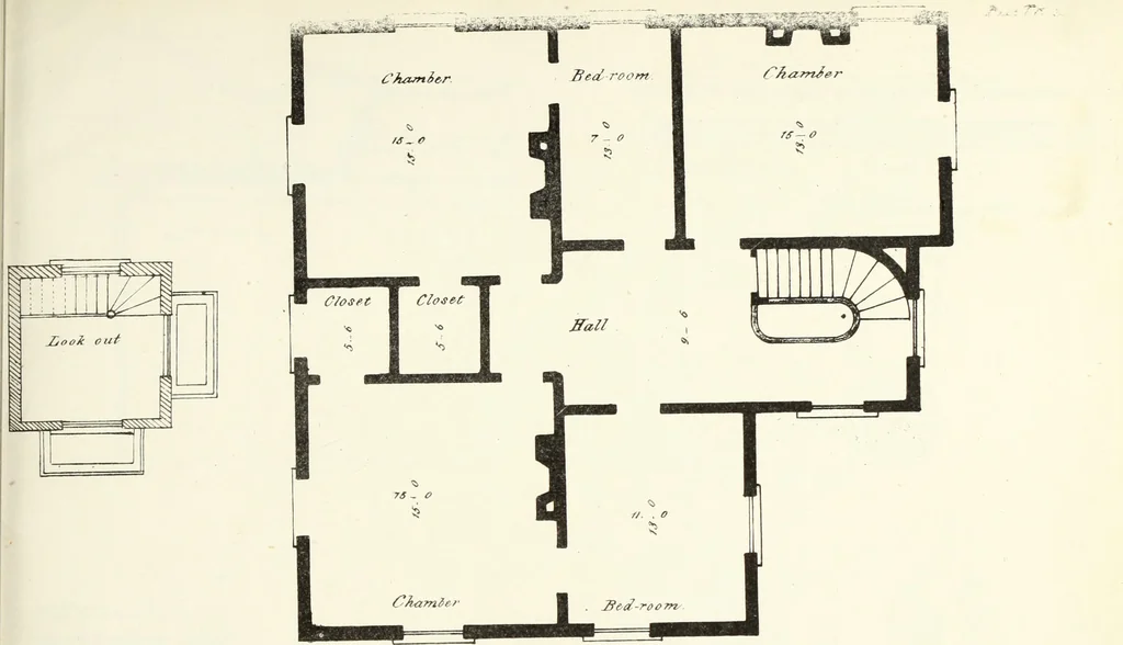 An illustration from The American architect : comprising original designs of cheap country and village residences, with details, specifications, plans and directions, and an estimate of the cost of each design, 1849, leaf 14