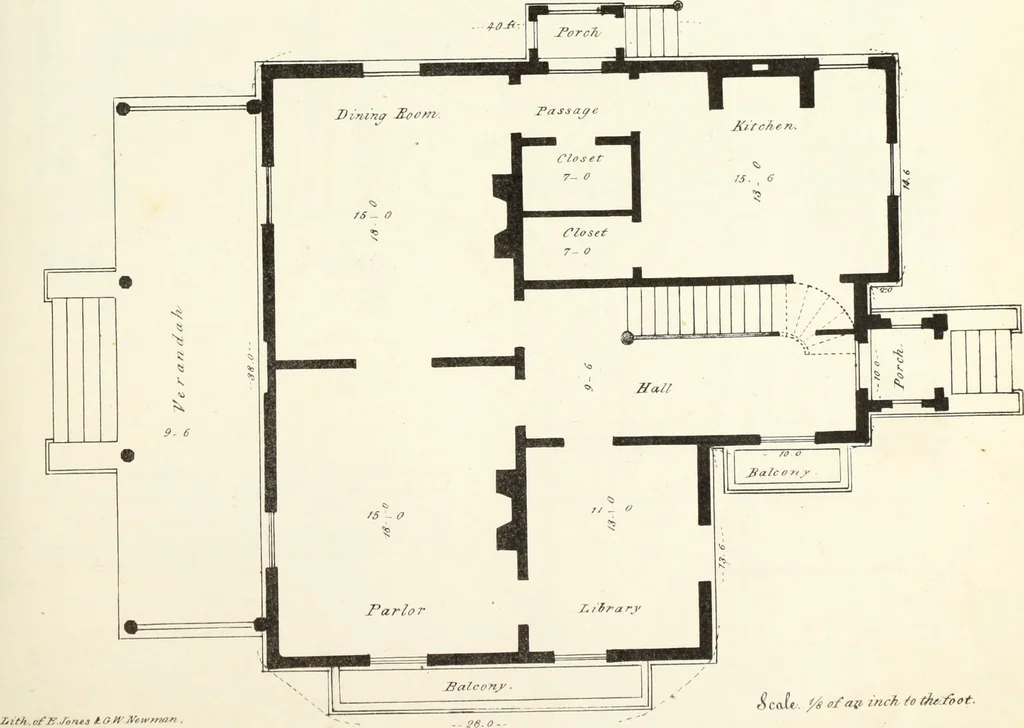 An illustration from The American architect : comprising original designs of cheap country and village residences, with details, specifications, plans and directions, and an estimate of the cost of each design, 1849, leaf 14