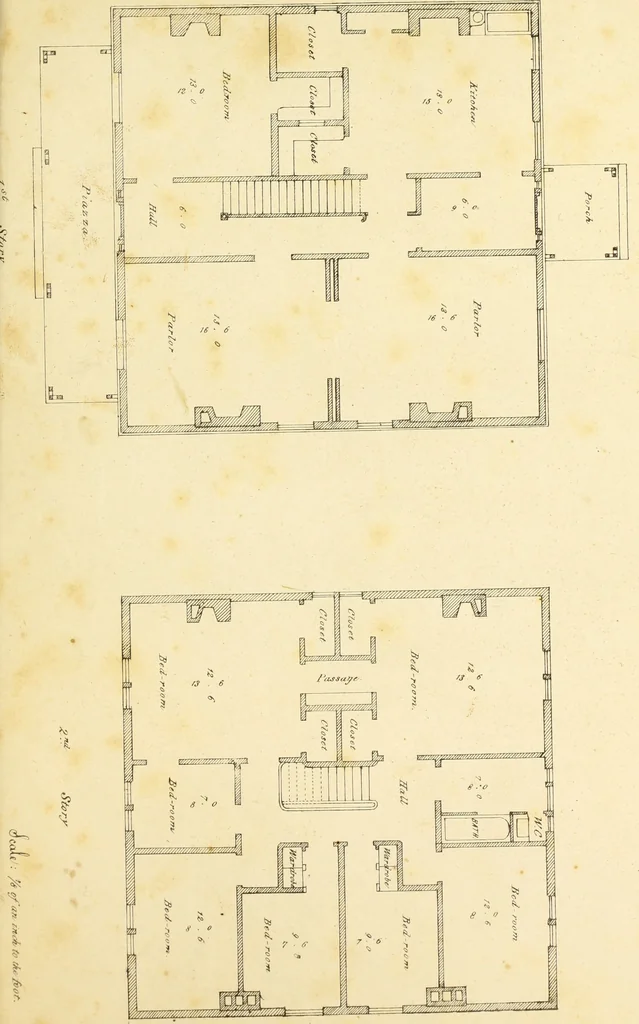 An illustration from The American architect : comprising original designs of cheap country and village residences, with details, specifications, plans and directions, and an estimate of the cost of each design, 1849, leaf 146