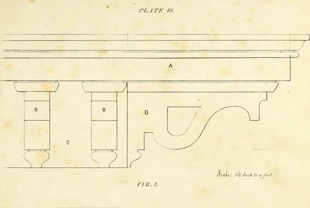 An illustration from The American architect : comprising original designs of cheap country and village residences, with details, specifications, plans and directions, and an estimate of the cost of each design, 1849, leaf 148