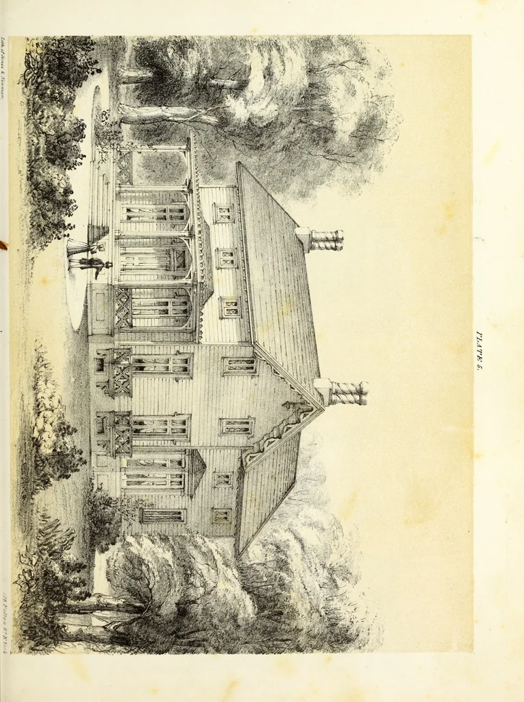 An illustration from The American architect : comprising original designs of cheap country and village residences, with details, specifications, plans and directions, and an estimate of the cost of each design, 1849, leaf 22