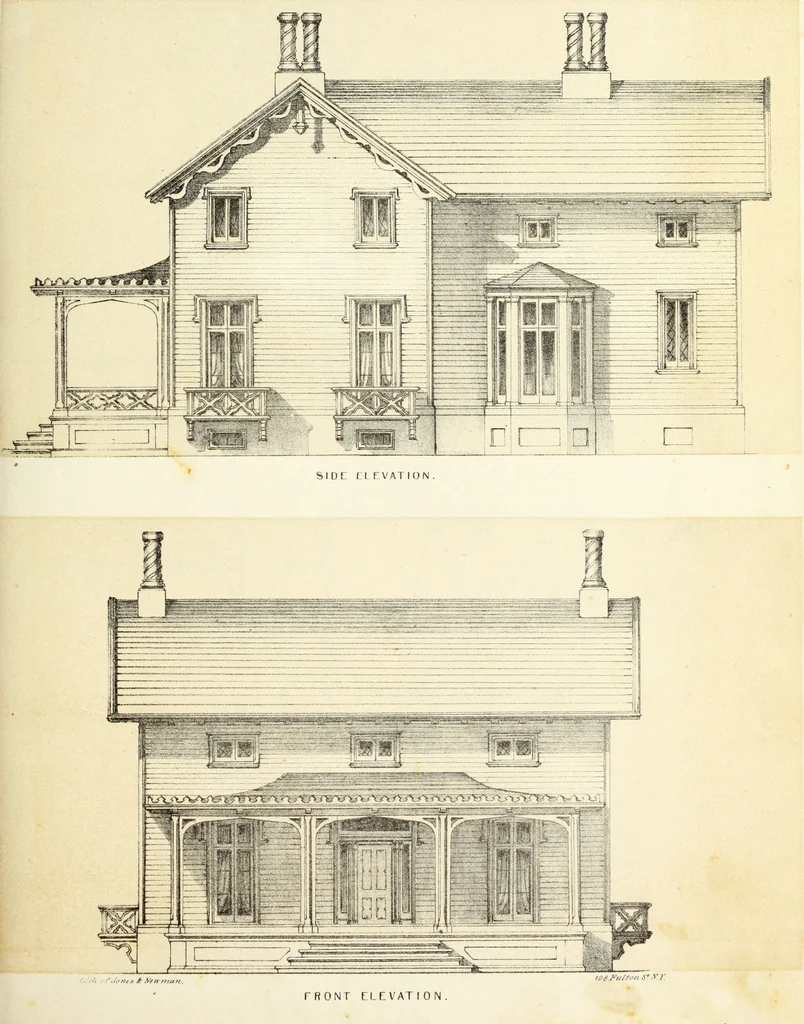 An illustration from The American architect : comprising original designs of cheap country and village residences, with details, specifications, plans and directions, and an estimate of the cost of each design, 1849, leaf 24