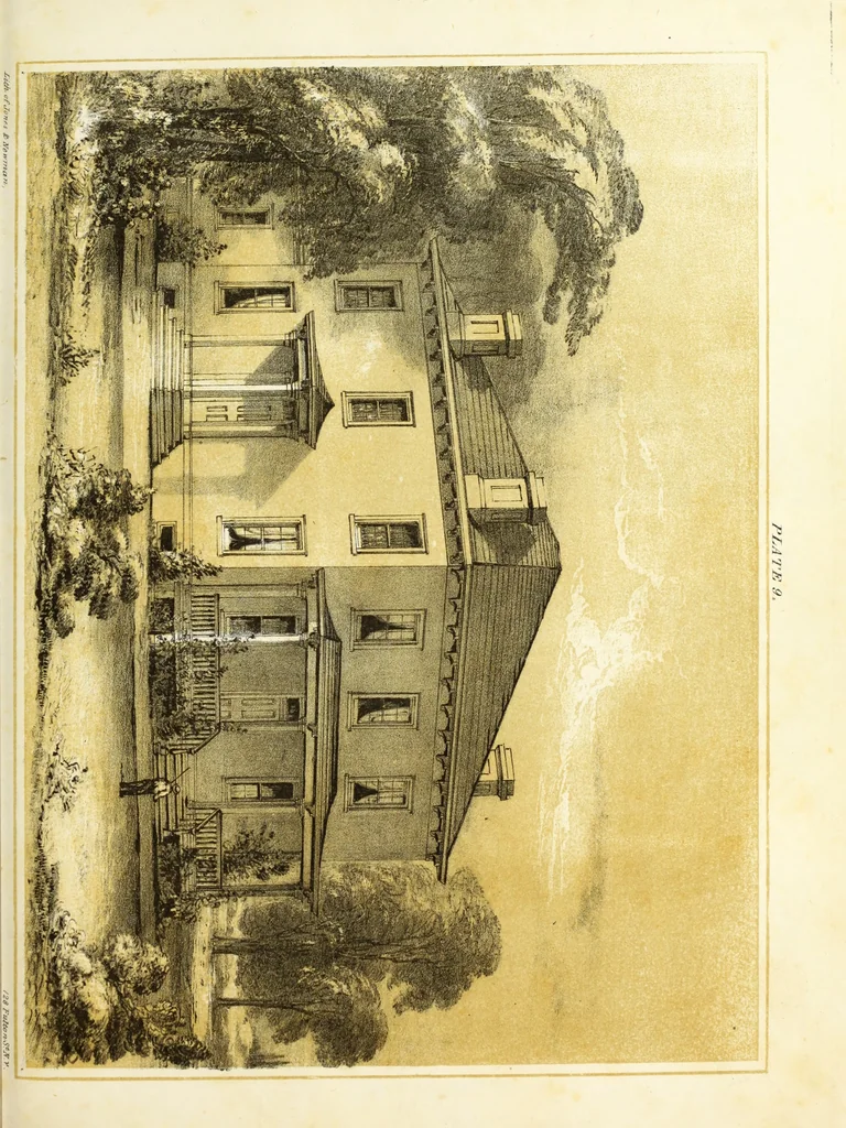 An illustration from The American architect : comprising original designs of cheap country and village residences, with details, specifications, plans and directions, and an estimate of the cost of each design, 1849, leaf 34