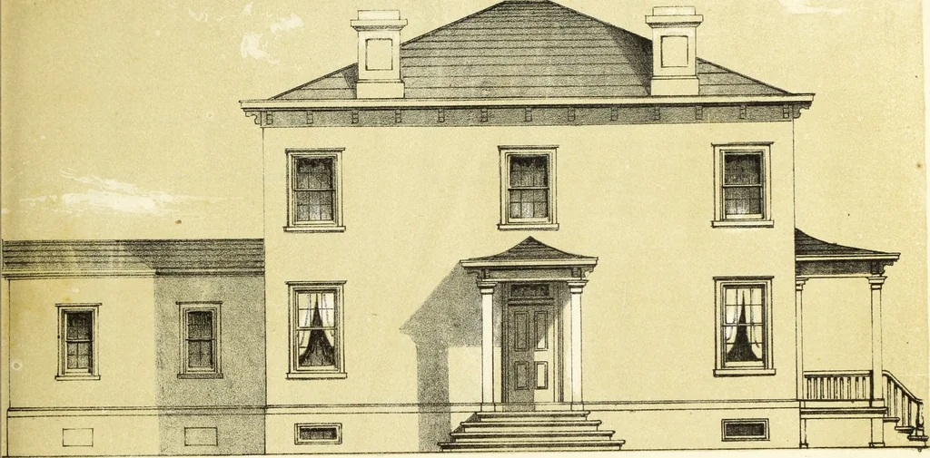 An illustration from The American architect : comprising original designs of cheap country and village residences, with details, specifications, plans and directions, and an estimate of the cost of each design, 1849, leaf 36