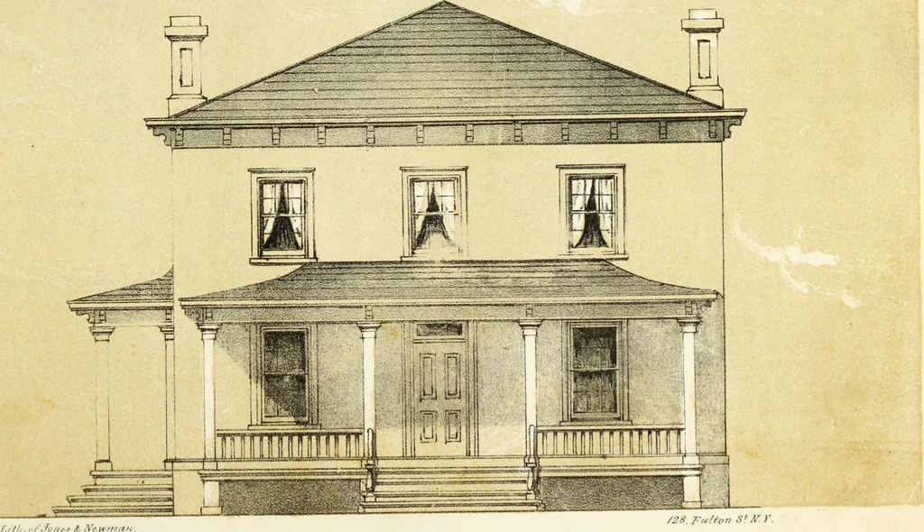 An illustration from The American architect : comprising original designs of cheap country and village residences, with details, specifications, plans and directions, and an estimate of the cost of each design, 1849, leaf 36