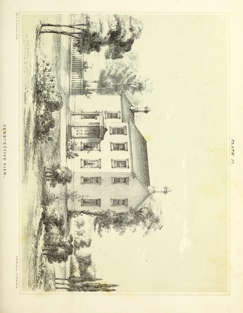 An illustration from The American architect : comprising original designs of cheap country and village residences, with details, specifications, plans and directions, and an estimate of the cost of each design, 1849, leaf 58
