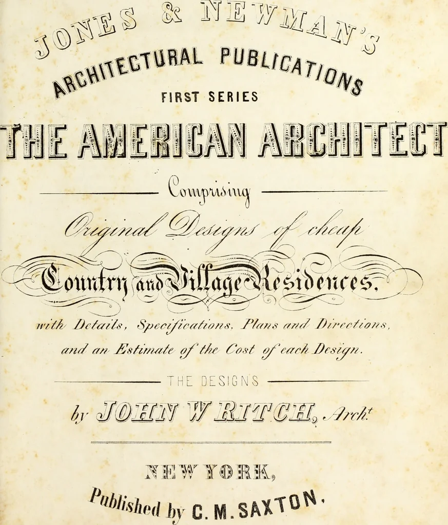 An illustration from The American architect : comprising original designs of cheap country and village residences, with details, specifications, plans and directions, and an estimate of the cost of each design, 1849, leaf 6