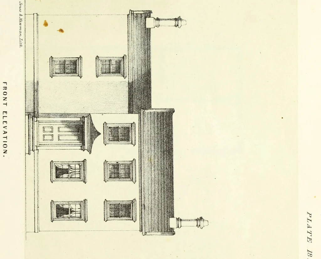 An illustration from The American architect : comprising original designs of cheap country and village residences, with details, specifications, plans and directions, and an estimate of the cost of each design, 1849, leaf 60