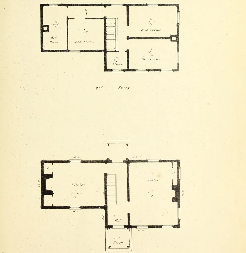 An illustration from The American architect : comprising original designs of cheap country and village residences, with details, specifications, plans and directions, and an estimate of the cost of each design, 1849, leaf 62