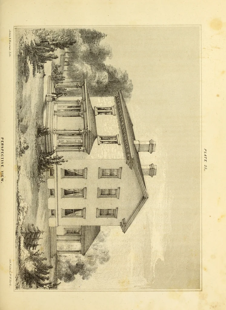 An illustration from The American architect : comprising original designs of cheap country and village residences, with details, specifications, plans and directions, and an estimate of the cost of each design, 1849, leaf 82