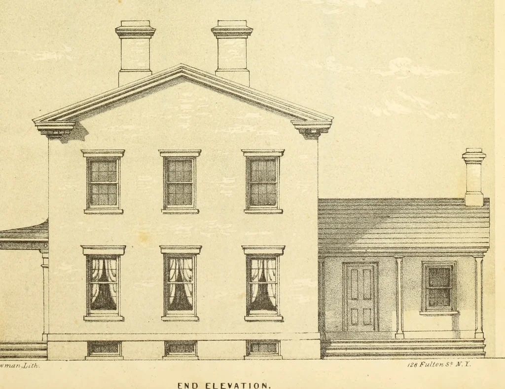 An illustration from The American architect : comprising original designs of cheap country and village residences, with details, specifications, plans and directions, and an estimate of the cost of each design, 1849, leaf 84