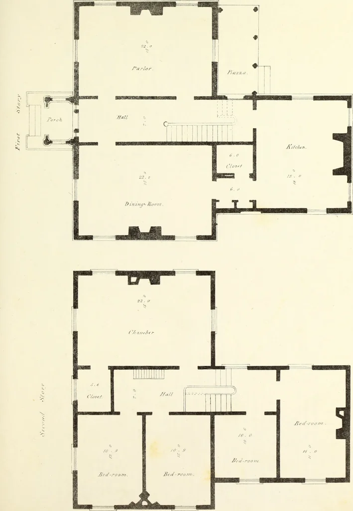 An illustration from The American architect : comprising original designs of cheap country and village residences, with details, specifications, plans and directions, and an estimate of the cost of each design, 1849, leaf 98