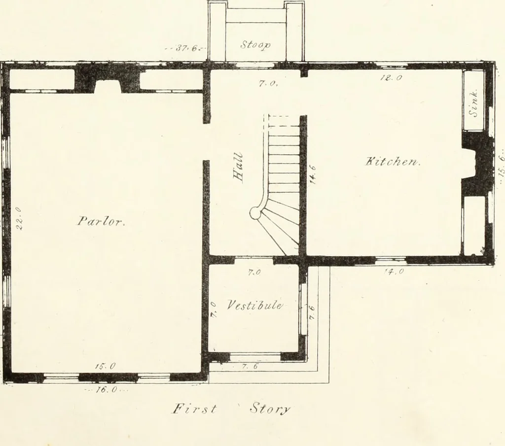 An illustration from The American architect : comprising original designs of cheap country and village residences, with details, specifications, plans and directions, and an estimate of the cost of each design, 1849, leaf 100