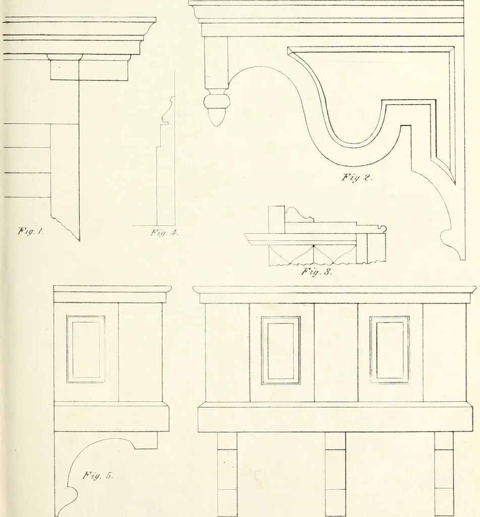An illustration from The American architect : comprising original designs of cheap country and village residences, with details, specifications, plans and directions, and an estimate of the cost of each design, 1849, leaf 102