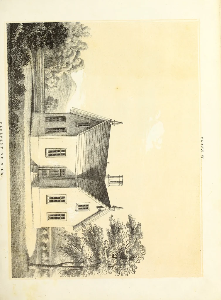 An illustration from The American architect : comprising original designs of cheap country and village residences, with details, specifications, plans and directions, and an estimate of the cost of each design, 1849, leaf 108