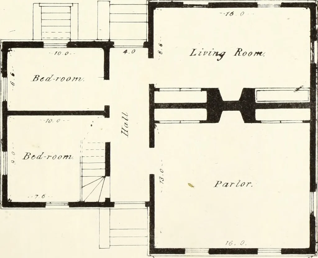 An illustration from The American architect : comprising original designs of cheap country and village residences, with details, specifications, plans and directions, and an estimate of the cost of each design, 1849, leaf 112