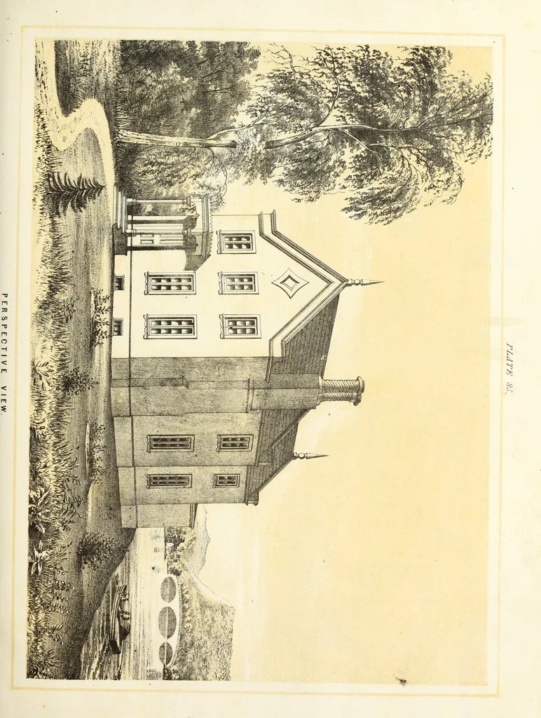 An illustration from The American architect : comprising original designs of cheap country and village residences, with details, specifications, plans and directions, and an estimate of the cost of each design, 1849, leaf 120