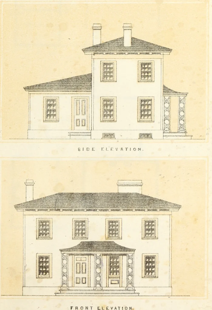 An illustration from The American architect : comprising original designs of cheap country and village residences, with details, specifications, plans and directions, and an estimate of the cost of each design, 1849, leaf 134