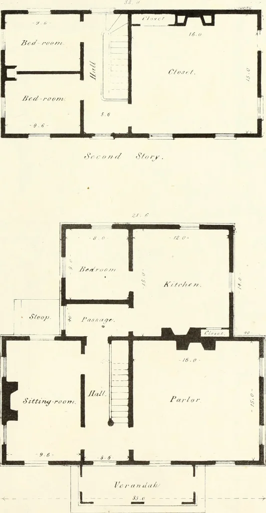 An illustration from The American architect : comprising original designs of cheap country and village residences, with details, specifications, plans and directions, and an estimate of the cost of each design, 1849, leaf 136