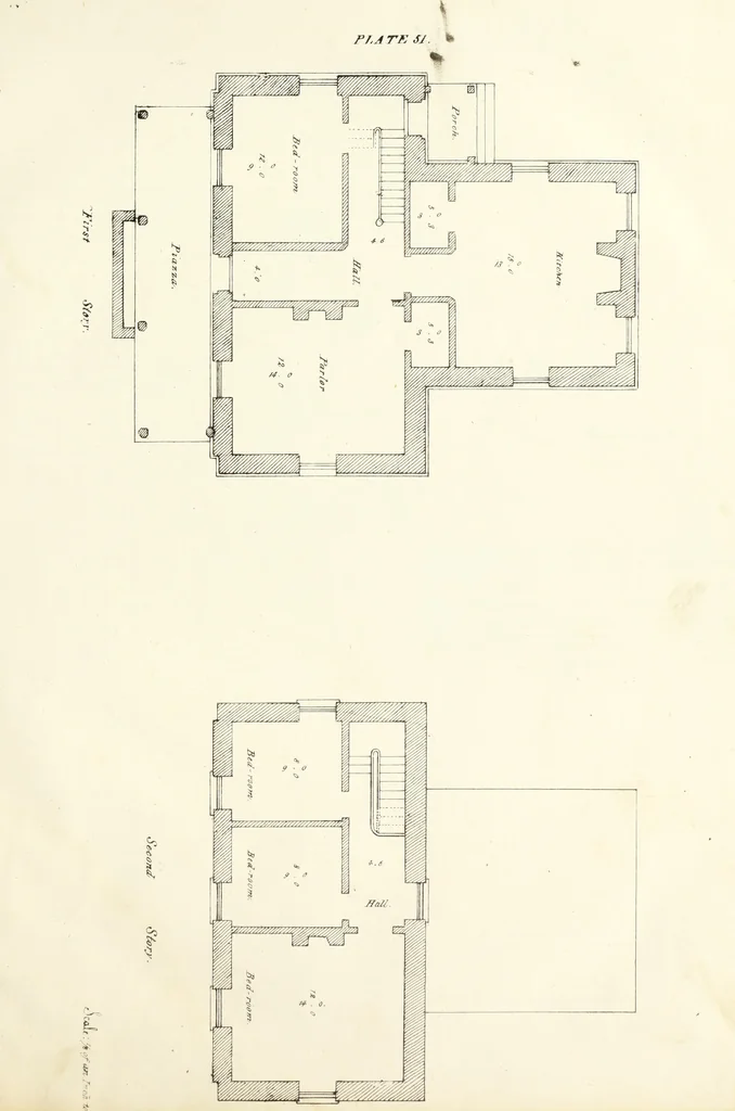 An illustration from The American architect : comprising original designs of cheap country and village residences, with details, specifications, plans and directions, and an estimate of the cost of each design, 1849, leaf 16