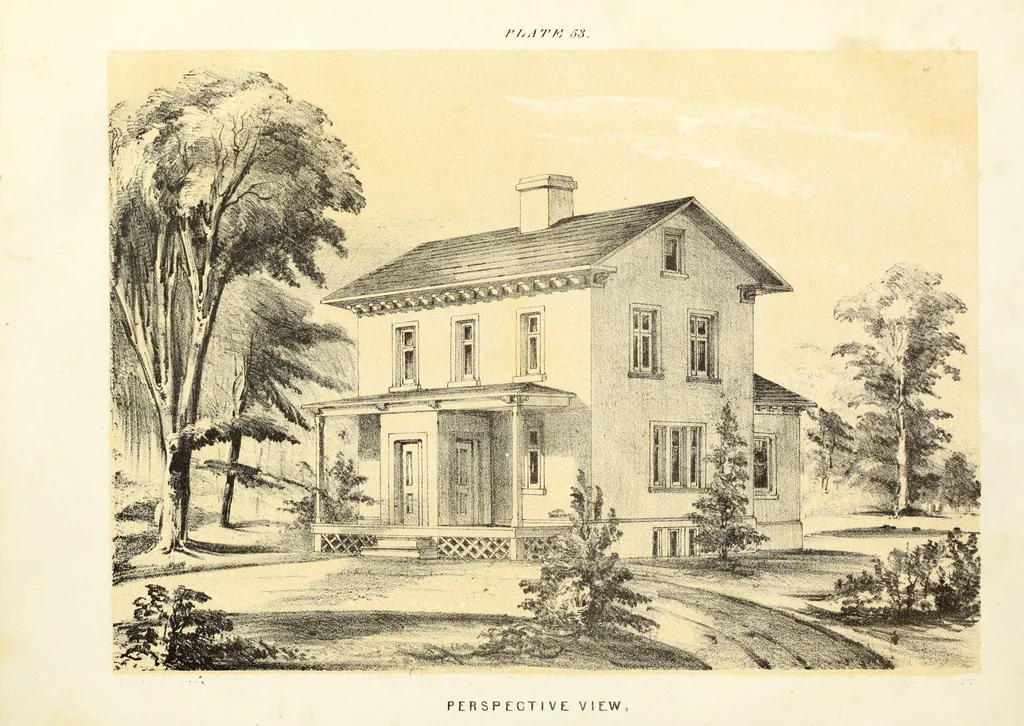 An illustration from The American architect : comprising original designs of cheap country and village residences, with details, specifications, plans and directions, and an estimate of the cost of each design, 1849, leaf 24
