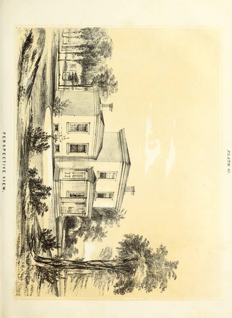 An illustration from The American architect : comprising original designs of cheap country and village residences, with details, specifications, plans and directions, and an estimate of the cost of each design, 1849, leaf 48